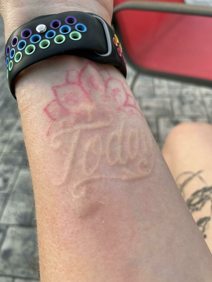 30. I Got A Mosquito Bite Next To A Tattoo And It Made The Letters Swell Up Into 3D