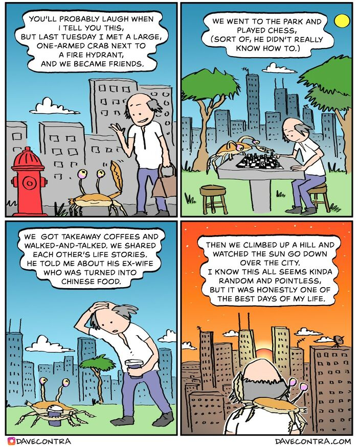 7. A friendship with a crab who had an ex-wife who was turned into Chinese food