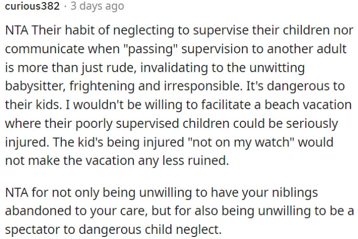 OP's decision is justified as she refuses to be part of such a neglectful situation.