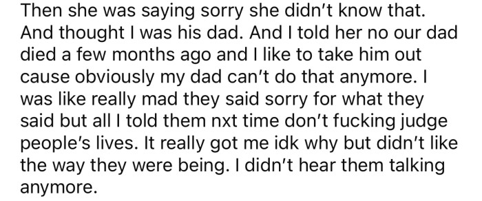 He angrily told them not to judge people in future.