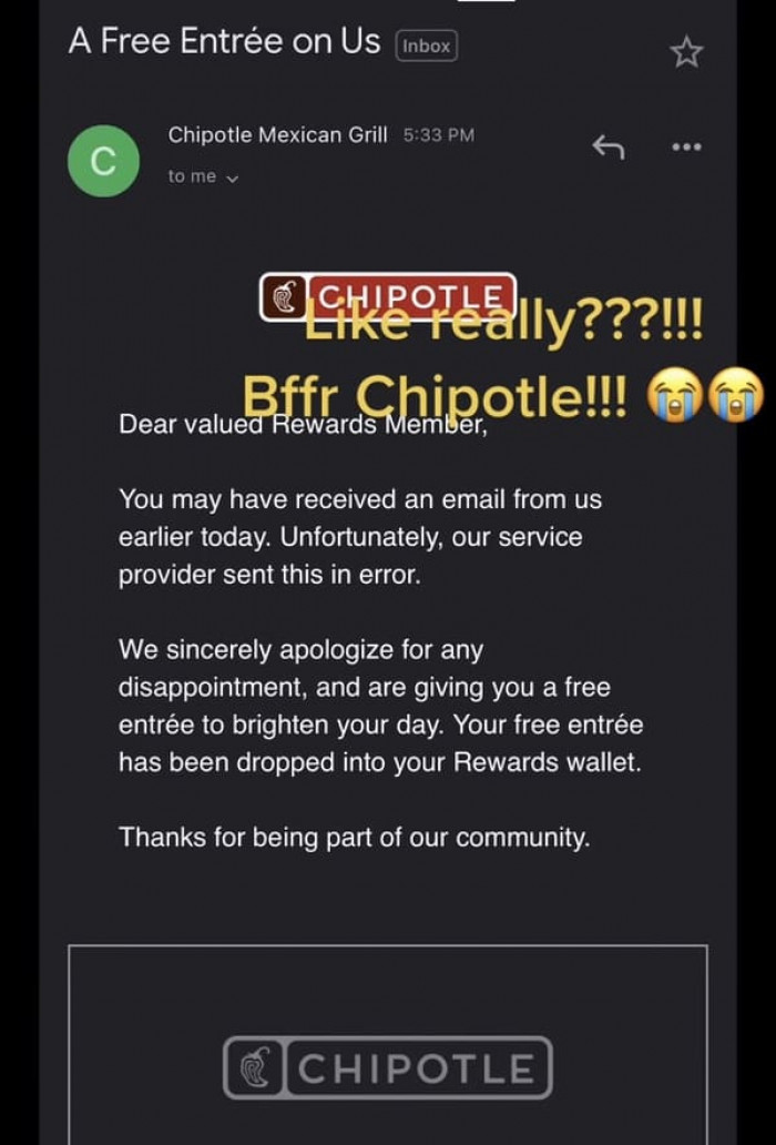 ...only to find out later that the email was sent in error