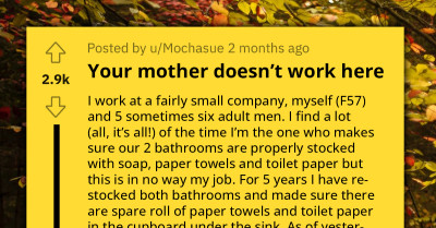 Redditor Is Fed Up With Mothering Her Six Male Colleagues And Leaves Bathroom Without Toilet Paper To Teach Them One Last Lesson