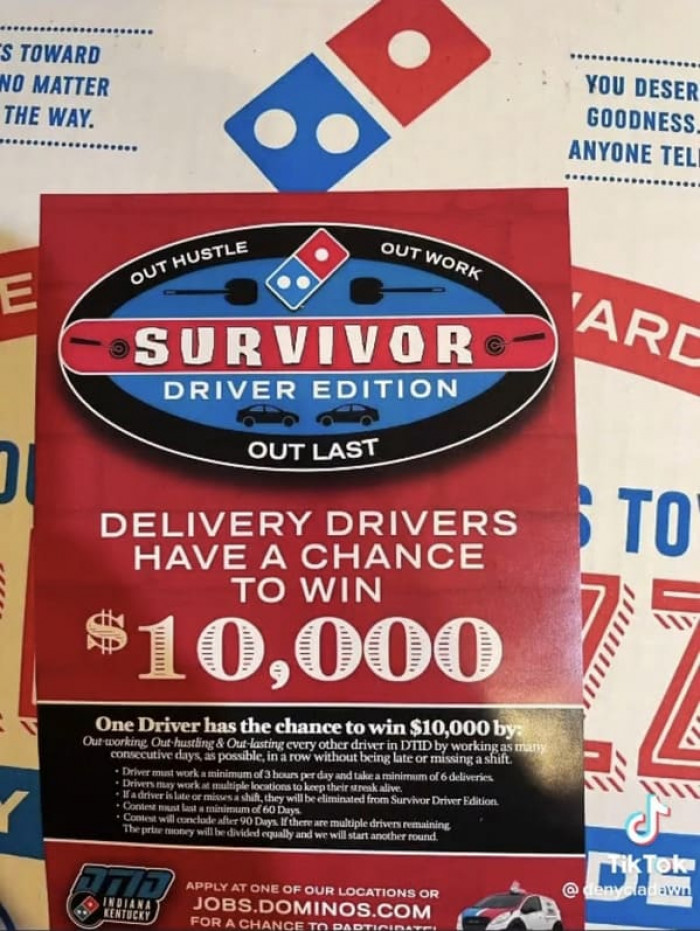 In Indiana and Kentucky, delivery drivers have a chance to receive a $10,000 bonus. The mechanics of this 