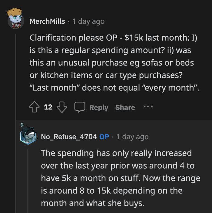 OP Said the Increase in Spending Started Just a Year Ago