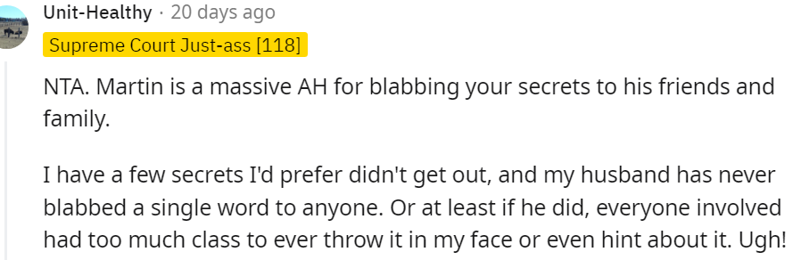 22. He's wrong for leaking your secret