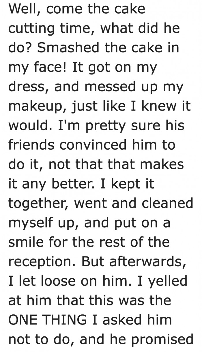 But the husband broke his promise to her.