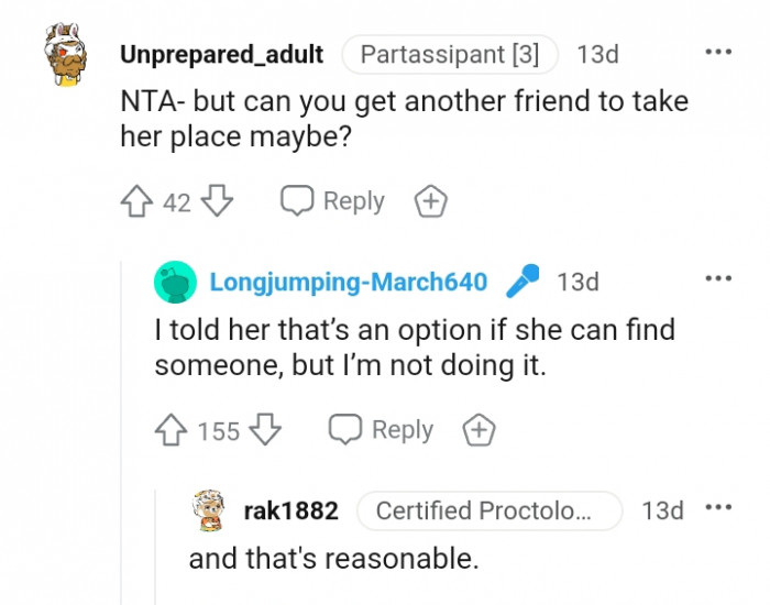 If she can find someone, then that's an option