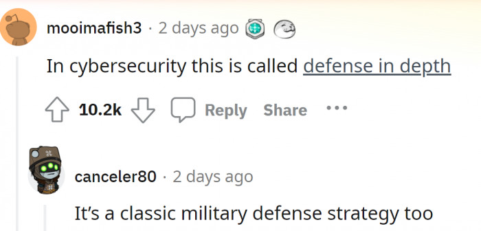 Cybersecurity and military strategies also have similar solutions: