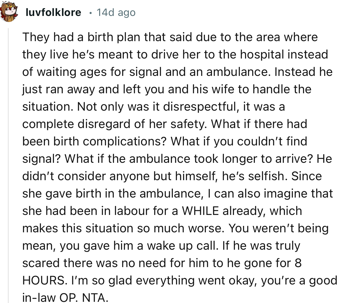 “You weren’t being mean; you gave him a wake-up call.”