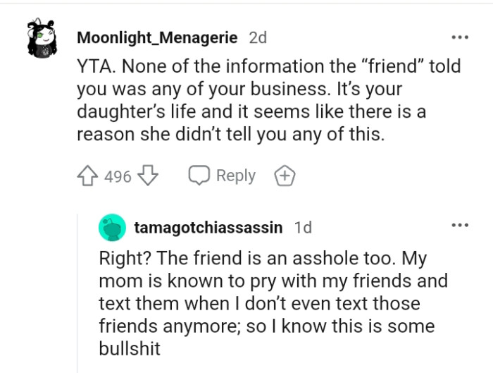 It seems like there is a reason the OP's daughter didn't tell her any of this