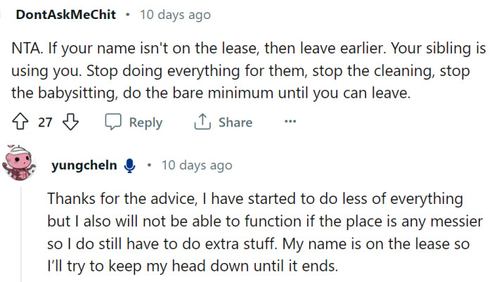 OP has her name on the lease, and that's what's restricting her