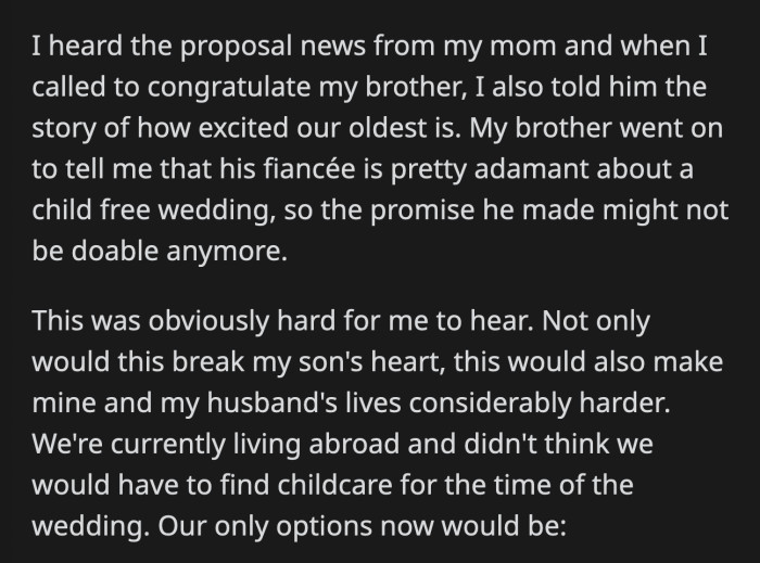 Since OP and his family currently live abroad, attending his brother's wedding without the kids will be more challenging now