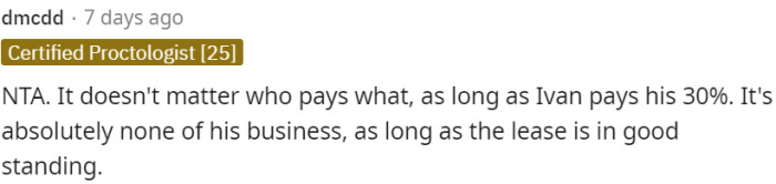 Payment responsibility is insignificant as long as Ivan fulfills his 30% share.