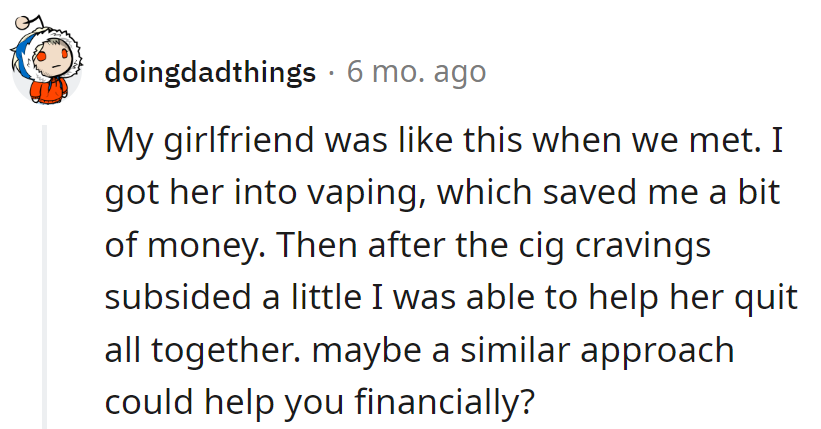 Turning a smoke show into a vape escape, saving both love and money. Who knew quitting could be so financially savvy?