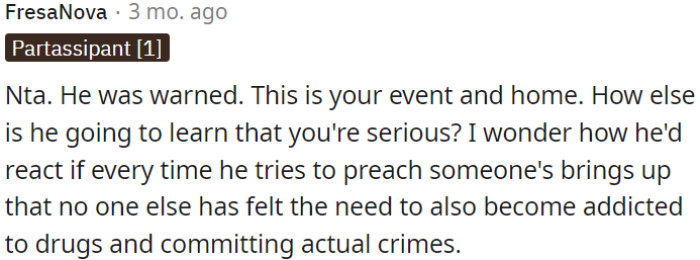 This event belonged to OP; he was given a warning about the circumstances.