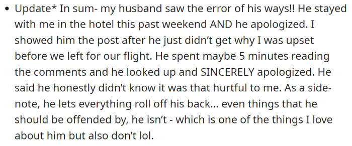 She also added an update after their trip: