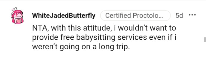 This Redditor wouldn't want to do free babysitting services