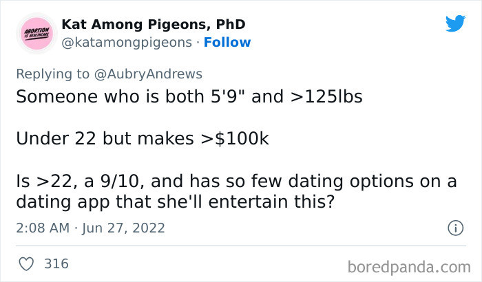 42. He has so few dating options