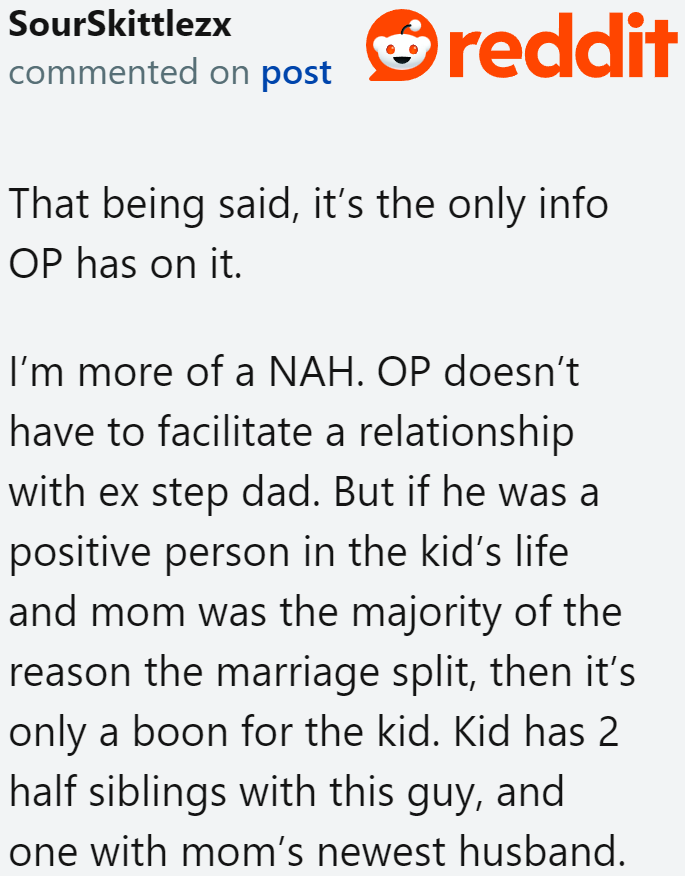 Another user believes that maintaining the relationship will be more beneficial for his son.