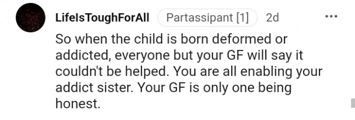 You are all enabling your addict sister