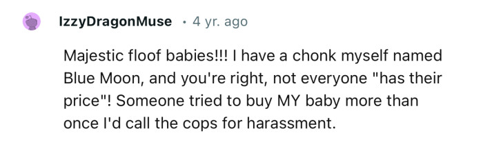 Someone tried to buy MY baby more than once. I'd call the cops for harassment.
