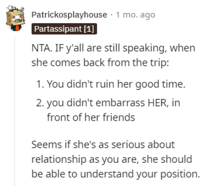 She should understand