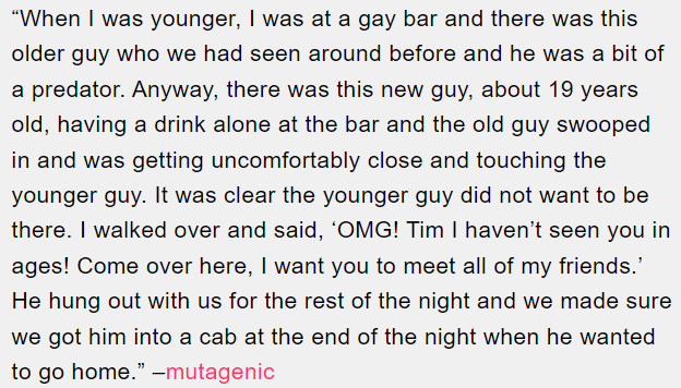 13. An older man was being predatory towards a younger guy.