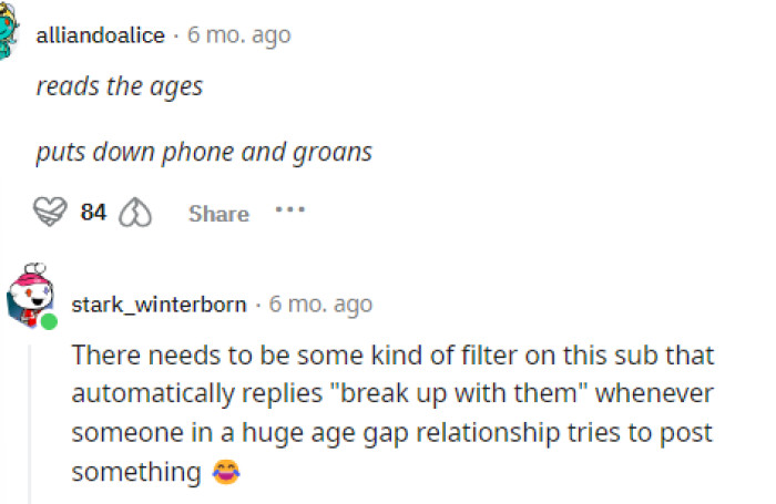 Many people were already unhappy with the age gap, and they kind of assumed how this might end just based on that.