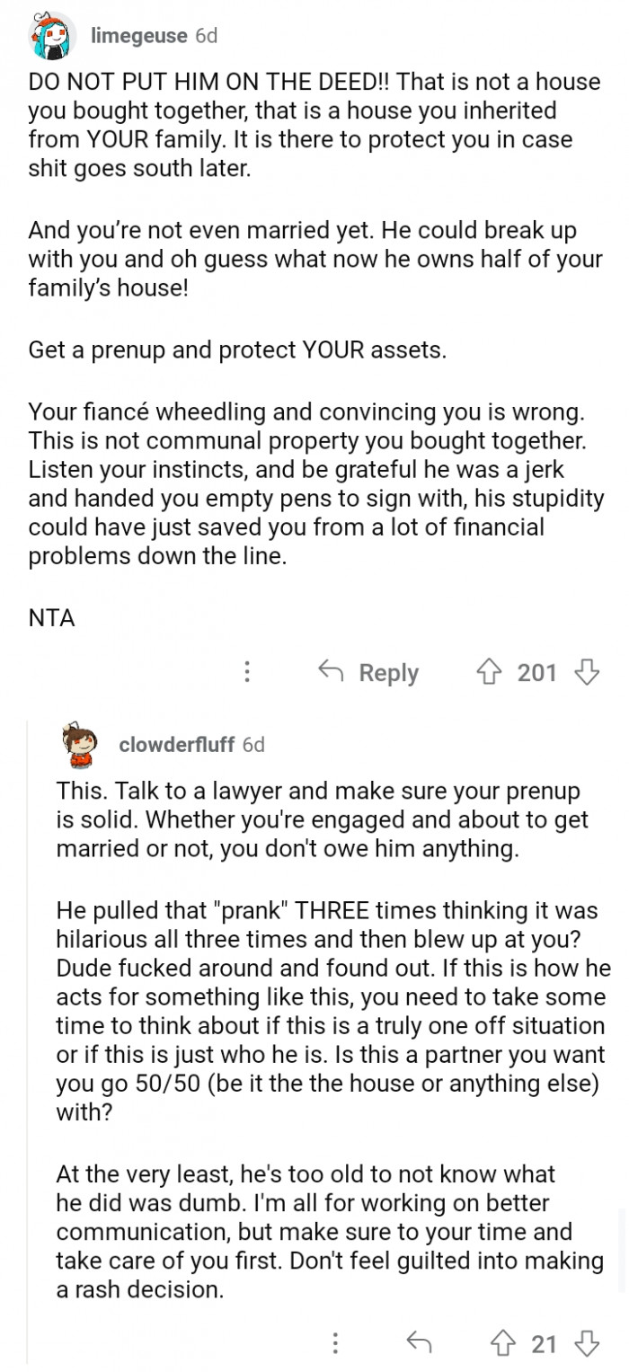 #14 Unless you both paid half of it. 