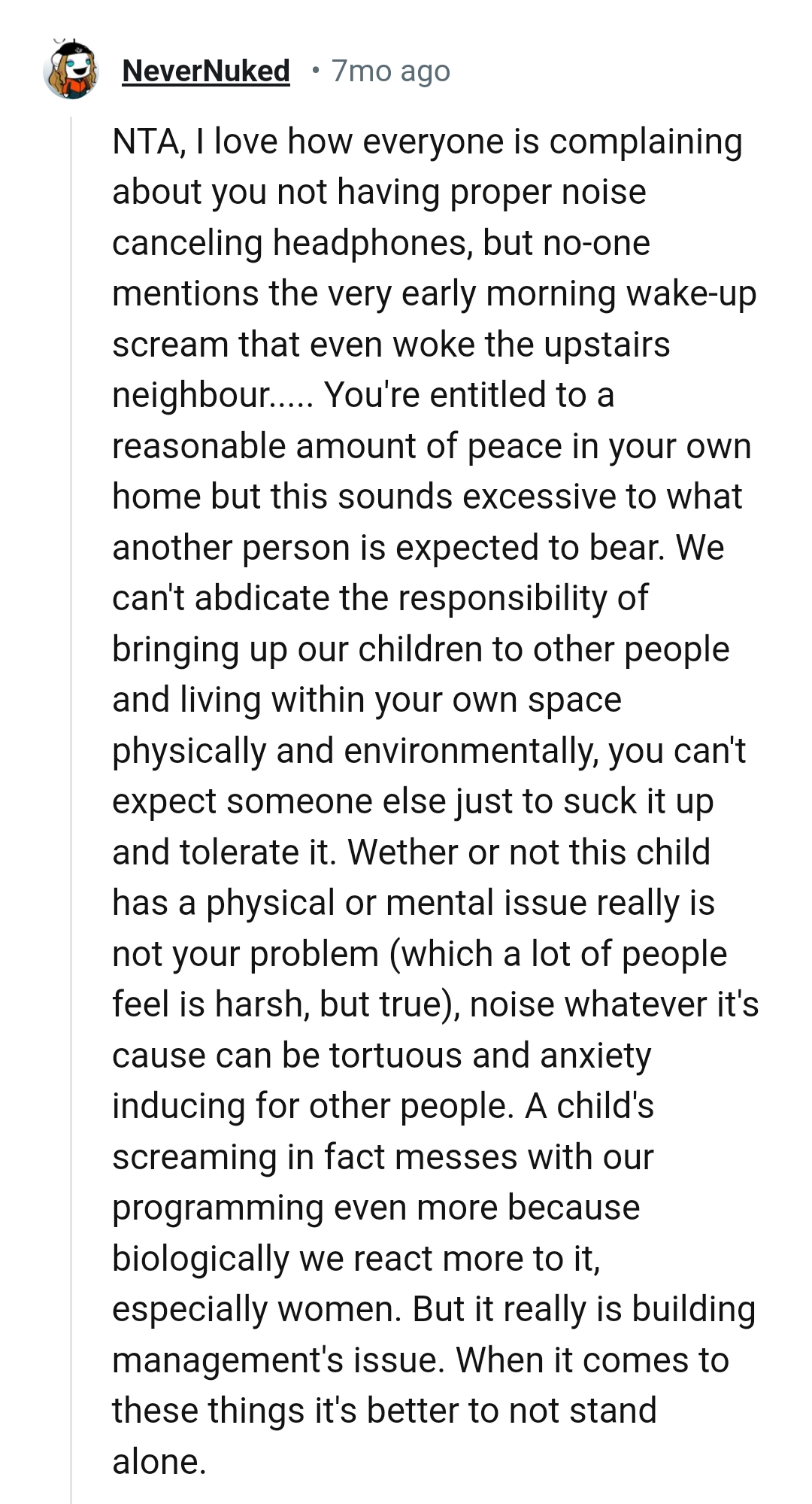 The OP's entitled to an amount of peace and quiet