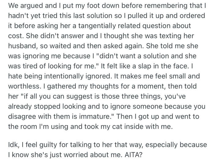 OP and his mom ended up getting into a heated argument