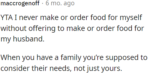 In a family, it's important to think about everyone's needs, not just your own.