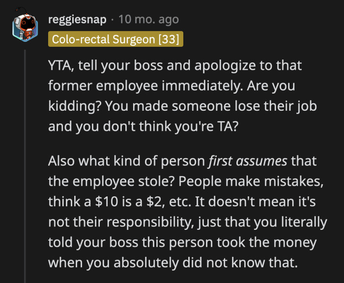 She jumped the gun by accusing someone of theft when she had no proof of it