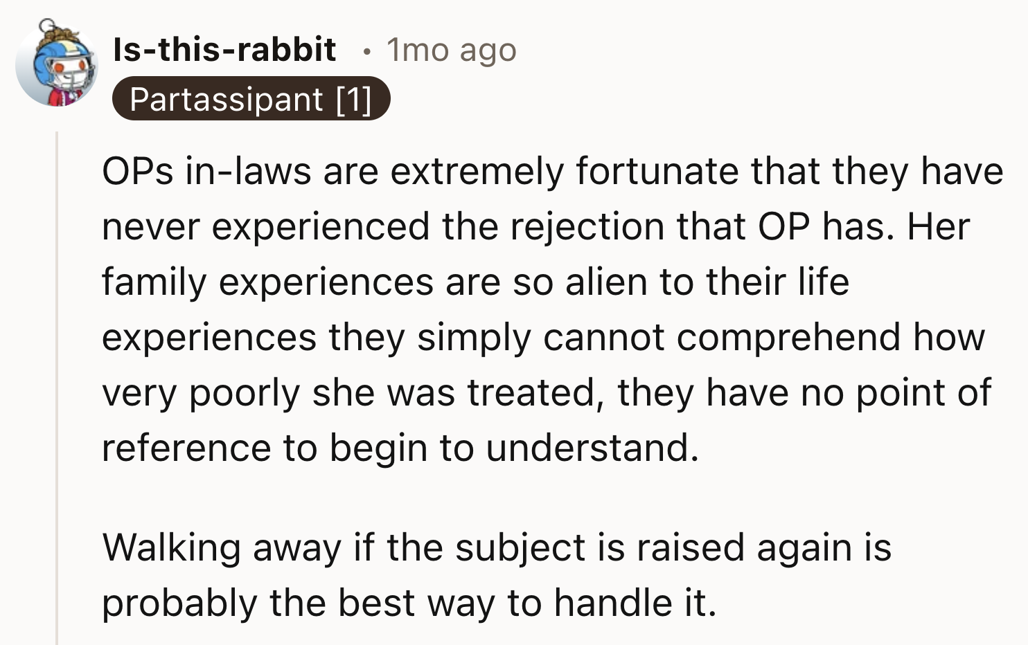 OP's In-Laws Never Experienced Rejection