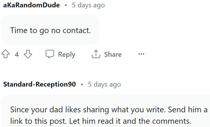 Dad should read the comments here...