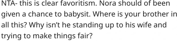 16. Her brother should be the one trying to make things fair.