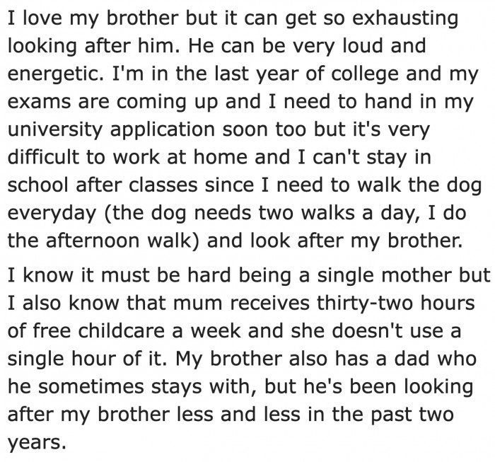 She's a senior, so she needs to focus on her studies.