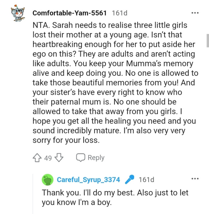 And the comments from other Redditors roll in...