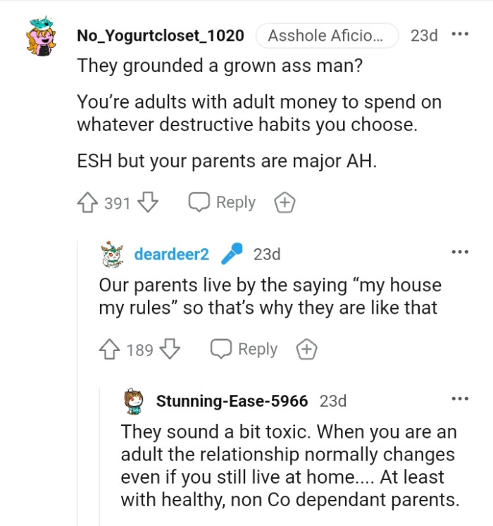 Another Redditor who can't believe an adult is being grounded