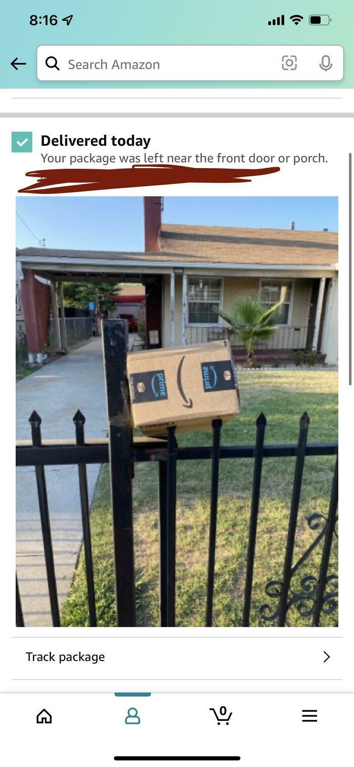 "Apparently This Was Delivered Near My “Front Porch” Where Anyone Passing By Can Take It. I’m Not Off Until Midnight"