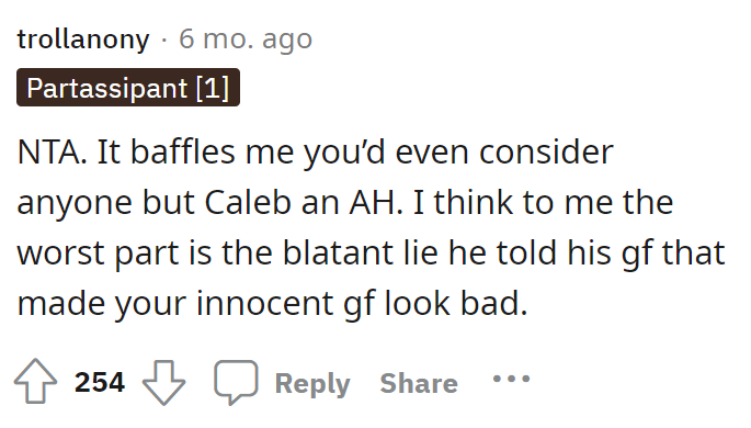 We don't really understand why OP is even considering himself the AH for asking because he shouldn't be.