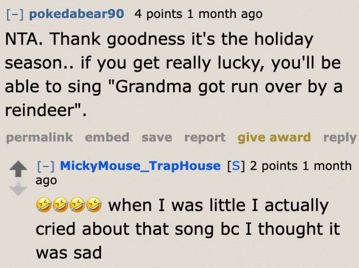 Redditor mentions a Christmas song.