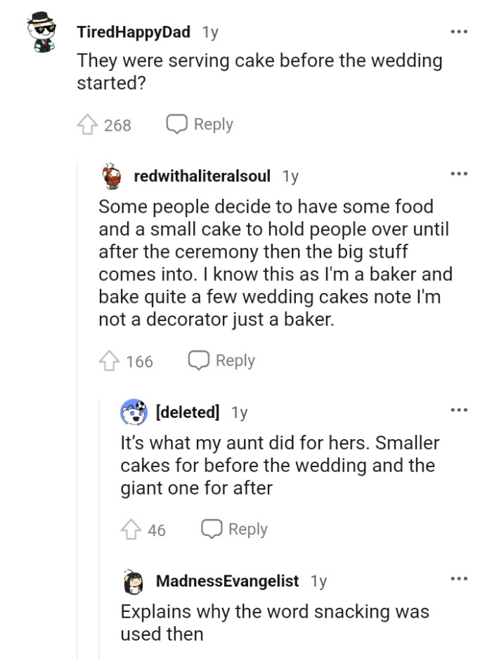 Some people decide to have some food before the main ceremony