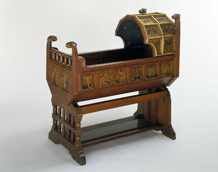 "Oak Cradle, Designed By Richard Norman Shaw, English, 1861"