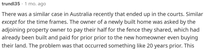 This person explained a situation where something similar happened in Australia, and it went to the courts.