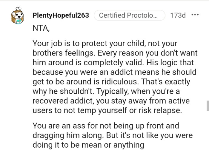 OP's job is to protect her child