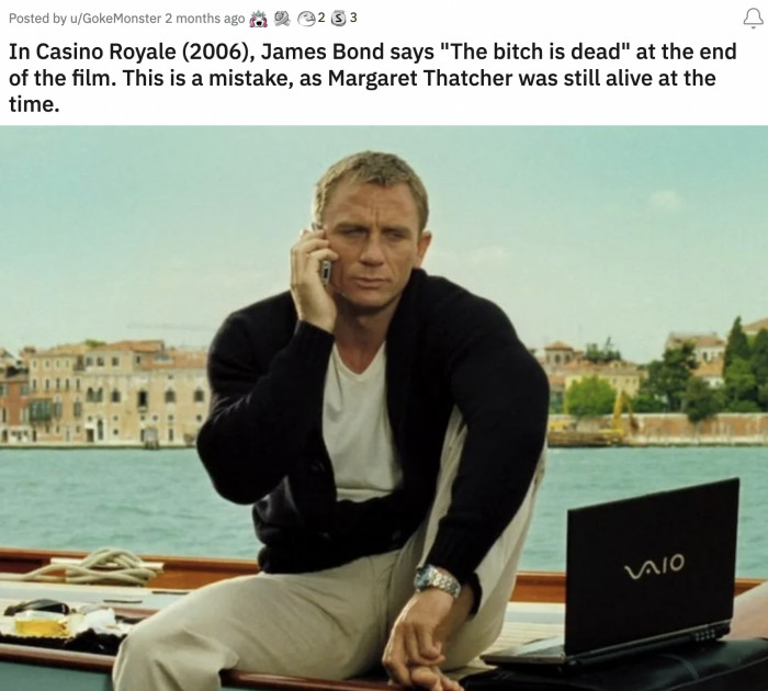 30. She was Bond's boss; that's why