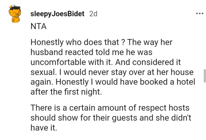 It seems her husband was also uncomfortable with it