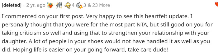 The first comment received a lot of love and seems to reflect how most people felt. OP even responded below.