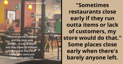 TikToker Finds Subway Workers Relaxing In A Locked Store Thirty Minutes Before Closing, With The Open Sign Still On